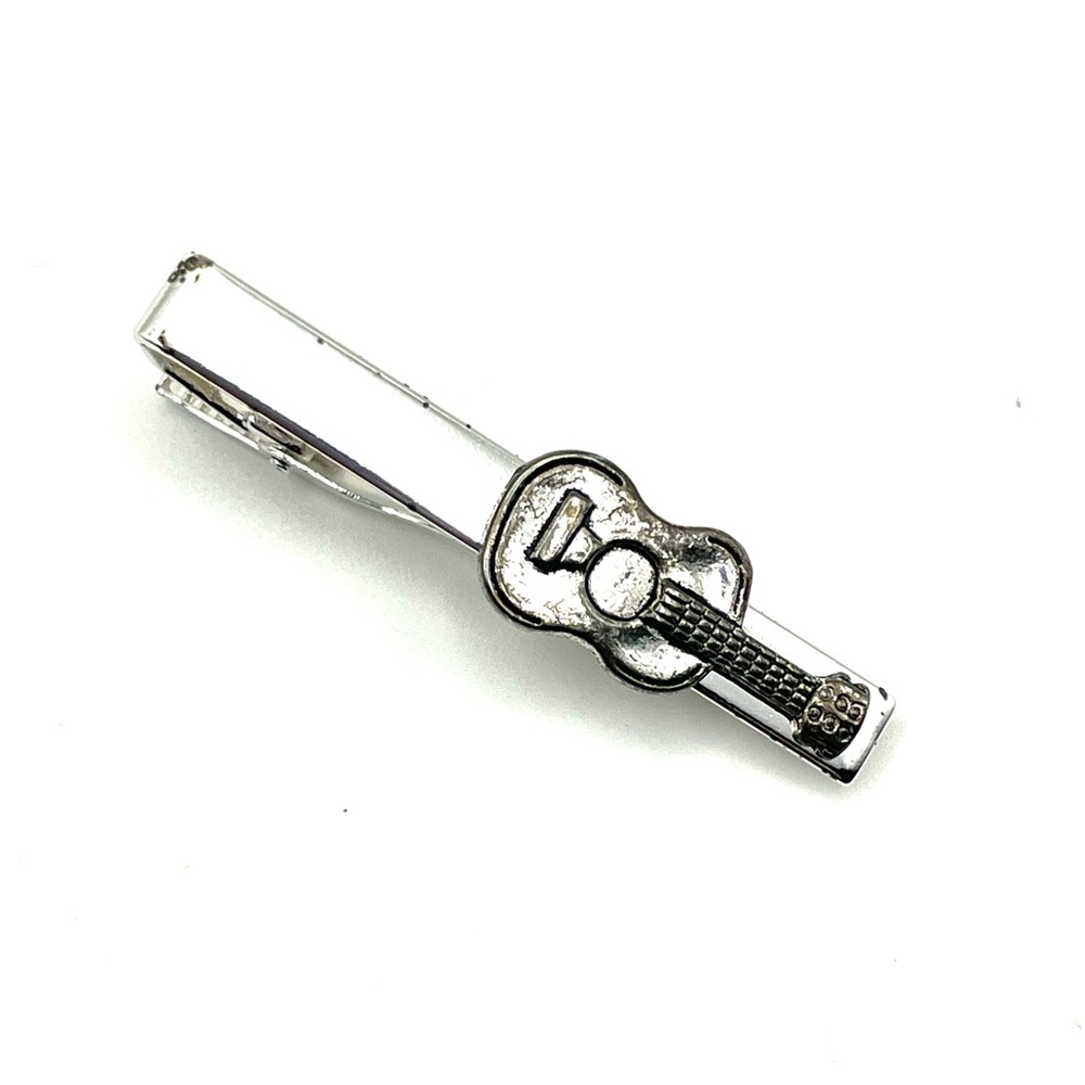 Silver Guitar Tie Clip